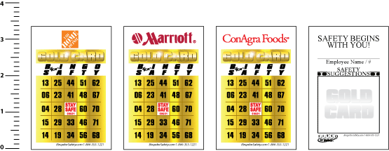 Custom Wallet Size SAFETY Bingo GOLD Cards
